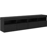TV zidna enota z LED lučmi 4 pcs Črna Orehovina Konstruiran les, (5000132273) | Shoptok.si