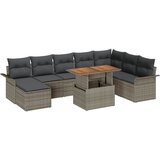 vidaXL 9-dijelni vrtni sofa set s jastučićima u sivoj boji poli ratan, 2-sjedni vrtni sofa s prostorom za pohranu i jastučićima u sivoj boji poli ratan | shoptok.hr