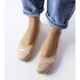 Gemre Beige Metallic Crummit Ballet Flats | Shoptok.si