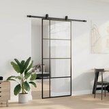  Klizna vrata s priborom crna 90 x 205 cm od ESG stakla | shoptok.hr