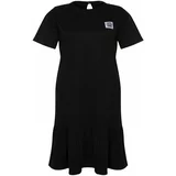 Trendyol Curve Black Gathered and Label Detailed Knitted T-shirt Dress