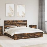  Krevetna konstrukcija s ladicama Dimljeni hrast 200 x 200 cm | shoptok.hr