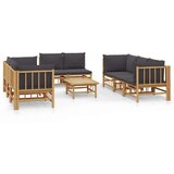  9-dijelna vrtna garnitura od bambusa s tamnosivim jastucima | shoptok.hr