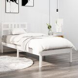 Maison Chic Posteljni okvir - Enojna postelja - Postelja za odrasle bel iz trdnega lesa 100x200 cm-J6324, (21768386) | Shoptok.si