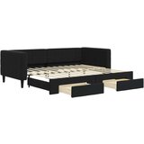 vidaXL Dnevni krevet na razvlačenje s ladicama crni 90 x 200 cm baršun | shoptok.hr