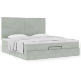 vidaXL Otomanski posteljni okvir z vzmetnicami siv 200x200cm žamet | Shoptok.si