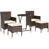  5-dijelni vrtni bistro set poliratan i kaljeno staklo smeđi | Eponuda.ba