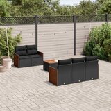 vidaXL Vrtna sedežna garnitura 6-delna z blazinami črna poli ratan, (21057991) | Shoptok.si
