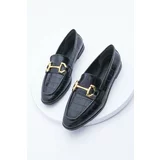Marjin Women's Loafer Buckle Casual Shoes Black