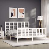  Za krevet s uzglavljem sivi 160 x 200 cm od masivnog drva | shoptok.hr