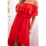 Kesi Włoski Women's off-the-shoulder dress with a longer back red | Shoptok.si
