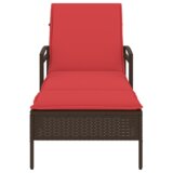 vidaXL ležalnik na soncu z blazino Rjava 63x200x81 cm Poli ratan | Shoptok.si
