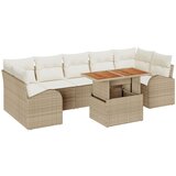 vidaXL 8-dijelni set vrtne sofe s jastučićima bež poly rattan, 2-sjedalo vrtna sofo s prostorom za pohranu i jastučićima bež poly rattan | shoptok.hr