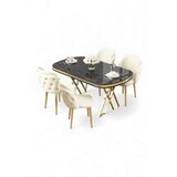 Hanah home Set trpezarijskog stola i stolica (5 delova) Zae Black Marble Gold Cream | Eponuda.com