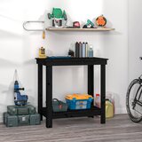 vidaXL Delovna miza črna 80x50x80 cm trdna borovina Cene