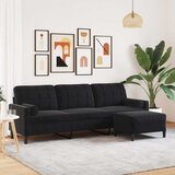  Trosjed s tabureom crni 210 cm baršunasti | shoptok.hr
