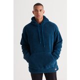 AC&Co / Altınyıldız Classics Men's Oil Oversize Wide-Fit Hooded Sherpa Sweatshirt Fleece Cene