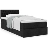 vidaXL Otomanski posteljni okvir z vzmetnico črn 100x200 cm blago | Shoptok.si