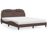 The Living Store Postelja z vzmetnico rjava 160x200 cm umetno usnje - Postelja, (21608163) | Shoptok.si
