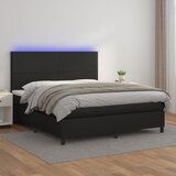 The Living Store Box spring postelja z vzmetnico LED črna 160x200 cm um. usnje - Box Spring Postelja, (21503444) Cene