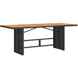  The Living Store Vrtna miza z leseno akacijevo ploščo črna 190x80x74 cm PE ratan - Vrtna Miza, (21462007) | Shoptok.si