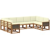 vidaXL Zunanja garnitura za sedenje z blazino 9 pcs Naravna in smetana, (5000279963) | Shoptok.si