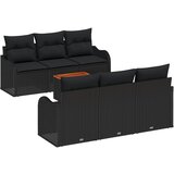 vidaXL set vrtne sofe od 7 komada s jastucima, crni poli ratan, dvosedna vrtna sofa s jastucima, crni poli ratan Cijene