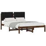  Krevetni okvir s tapiciranim uzglavljem Tamno smeđa i crna - tamno smeđa i crna 140 x 200 cm | shoptok.hr