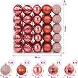  Set božićnih kuglica 75 kom. Ružičasta i boja ruže 6 cm | shoptok.hr