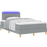 vidaXL Box Spring postelja z vzmetnico in LED svetlobo Svetlo siva 120x190 cm Tkanina | Shoptok.si