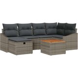 vidaXL 7-delni set vrtnih kavčev z blazinami Sivi Poli Rattan | Shoptok.si