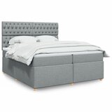 vidaXL Box spring postelja z vzmetnico svetlo siva 200x200 cm blago | Shoptok.si