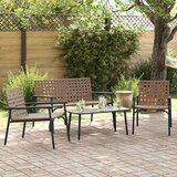  Vrtni set za objed 4 pcs Smeđa poliratan | shoptok.hr