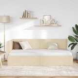  Kutni okvir kreveta s uzglavljem Krema 100 x 200 cm tkanina | shoptok.hr