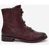 Boto Insulated women's ankle boots with flat heel and decorative flowers Bordeaux Pravienne | shoptok.hr