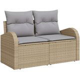  6 Dijelni Vrtni Sofa Set s Jastucima Bež Poli Ratan 2-sjedala Vrtni Sofa s Skladištem i Jastucima Bež Poli Ratan | shoptok.hr