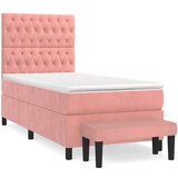 vidaXL Box spring krevet s madracem ružičasti 100x200 cm baršunasti | shoptok.hr