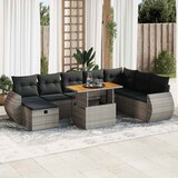 vidaXL 9-dijelni set vrtnih sofa poliratan i bagrem s jastucima sivi Cijene