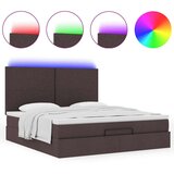 vidaXL Otomanski krevet s madracem i LED tamnosmeđi 180x200 cm tkanine | shoptok.hr