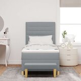 Box Spring Krevet s Madracem i Klupicom Svijetlosiva 90x190 cm Tkanina | shoptok.hr