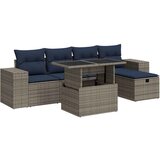 vidaXL Vrtna sedežna garnitura z blazinami 6-delna rjav ratan/akacija, (22016292) | Shoptok.si