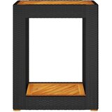  Vrtni bočni stolić s drvenom pločom crni 60x40x75 cm poliratan | shoptok.hr