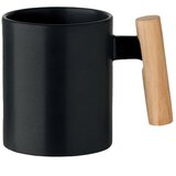  ŠALICA KERAMIČKA 320ML CRENATE SA DRVENOM DRŠKOM CRNA | shoptok.hr