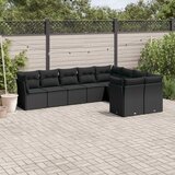 vidaXL 9-dijelni set vrtnih sofa s jastucima crni od poliratana Cijene