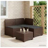 vidaXL Dvosjedni vrtni sofa s jastucima u ratan izgledu 3-sjedalo PP - Smeđa Sofa + srednji + kutni s antracit jastučićem | shoptok.hr