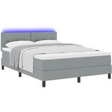 vidaXL Box Spring Krevet s Madracem i LED Osvjetljenjem Siva 140x190 cm Tkanina Cijene