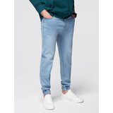 Ombre Men's denim joggers with asymmetrical stitching - blue Cijene