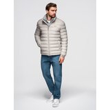 Ombre Men's lightweight jacket of combined materials with hood and decorative quilting - black | shoptok.hr