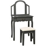vidaXL Toaletni stolić sa stolcem sivi 65x36x128 cm paulovnija i MDF | shoptok.hr