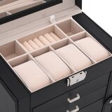  Kutija za nakit 5-slojna s ogledalom koje može zaključati crna | shoptok.hr